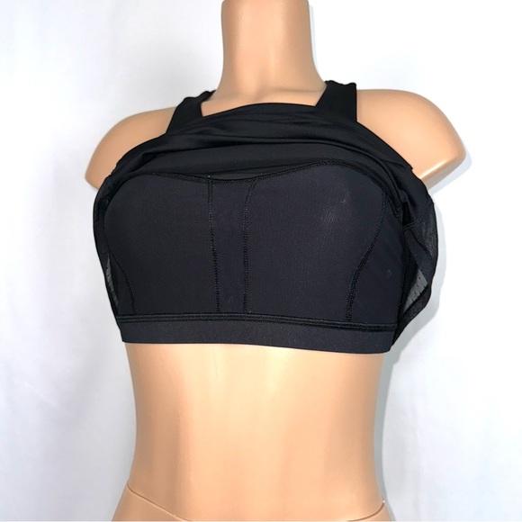 Lululemon Women’s Sz 8 Body Con Tank Top W/ Shelf Bra Black Activewear Mesh Back - Picture 10 of 15
